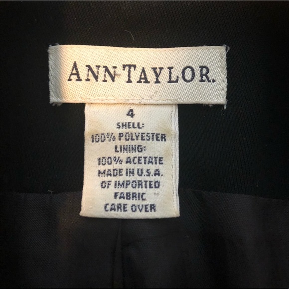 ANN TAYLOR BLACK POLYESTER BLAZER SIZE 4 - Picture 3 of 3